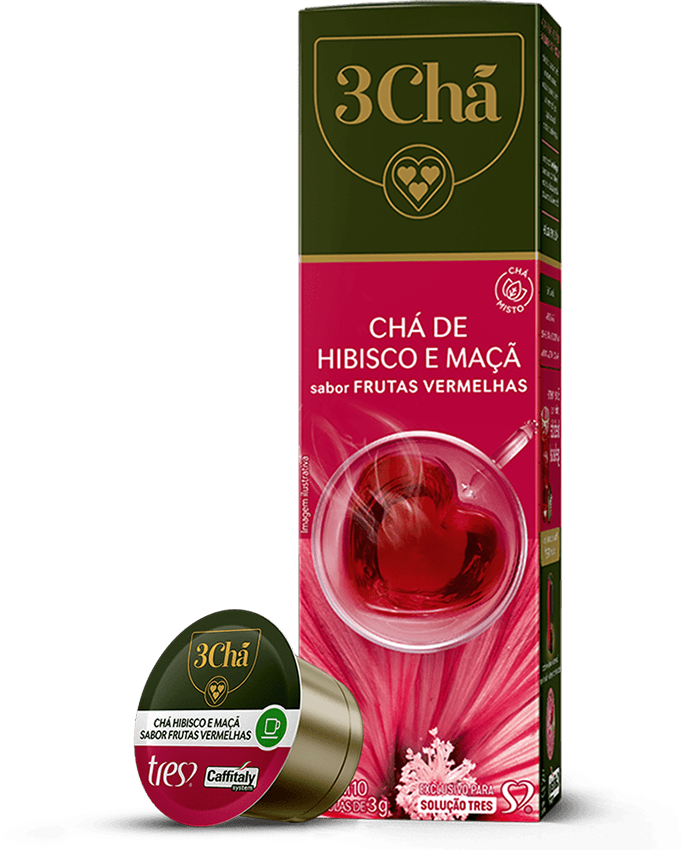 Cápsula de Chá Hibisco e Maçã TRES 3 Corações